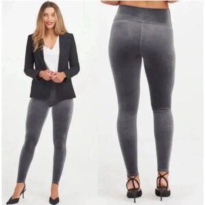Spanx Gray Velvet Leggings Size Large
